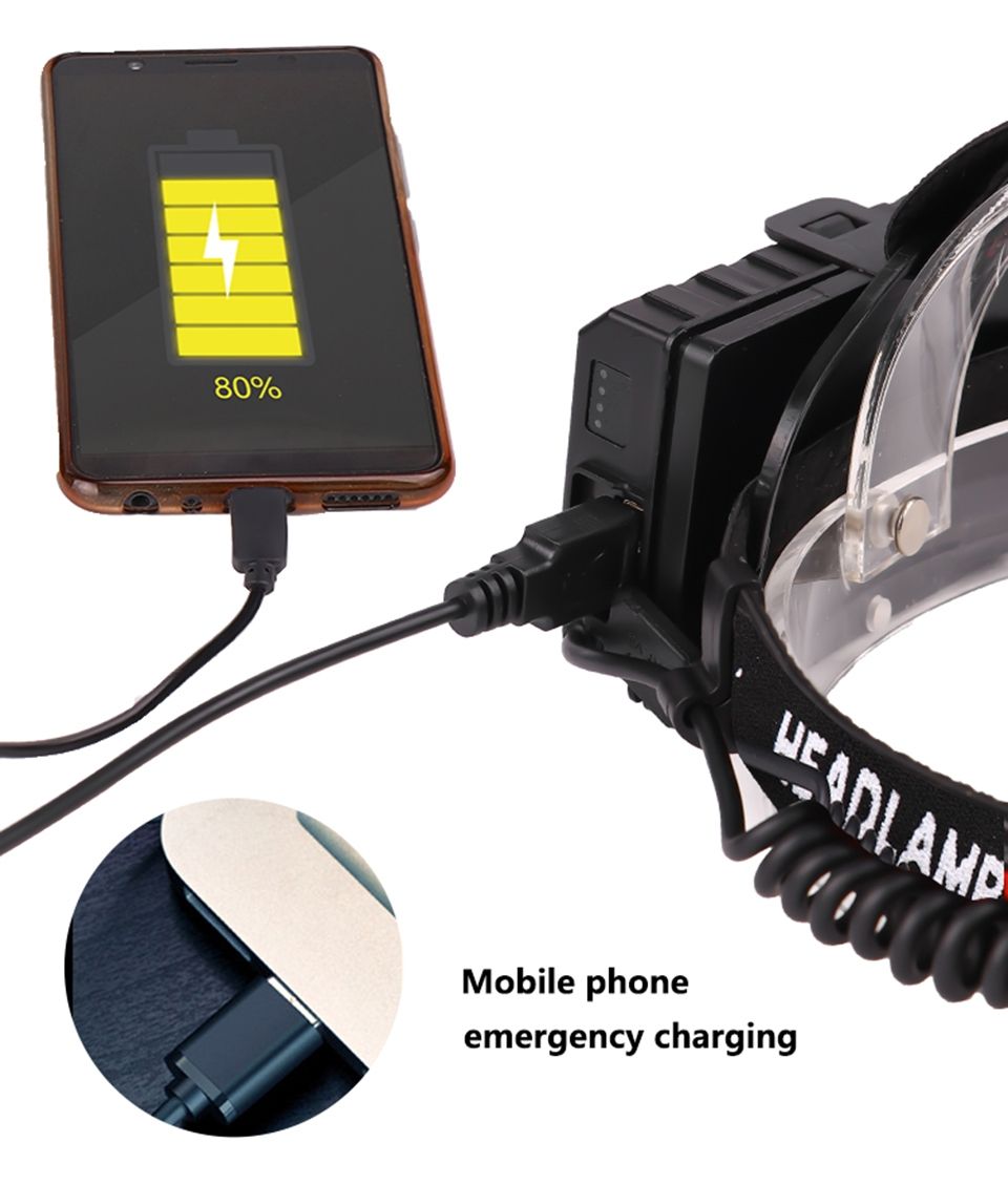 XHP70 LED Hoofdlamp 8000LM USB Oplaadbare Buitenverlichting IPX5 Waterdicht Instelbare Modi voor Kamperen en Wandelen