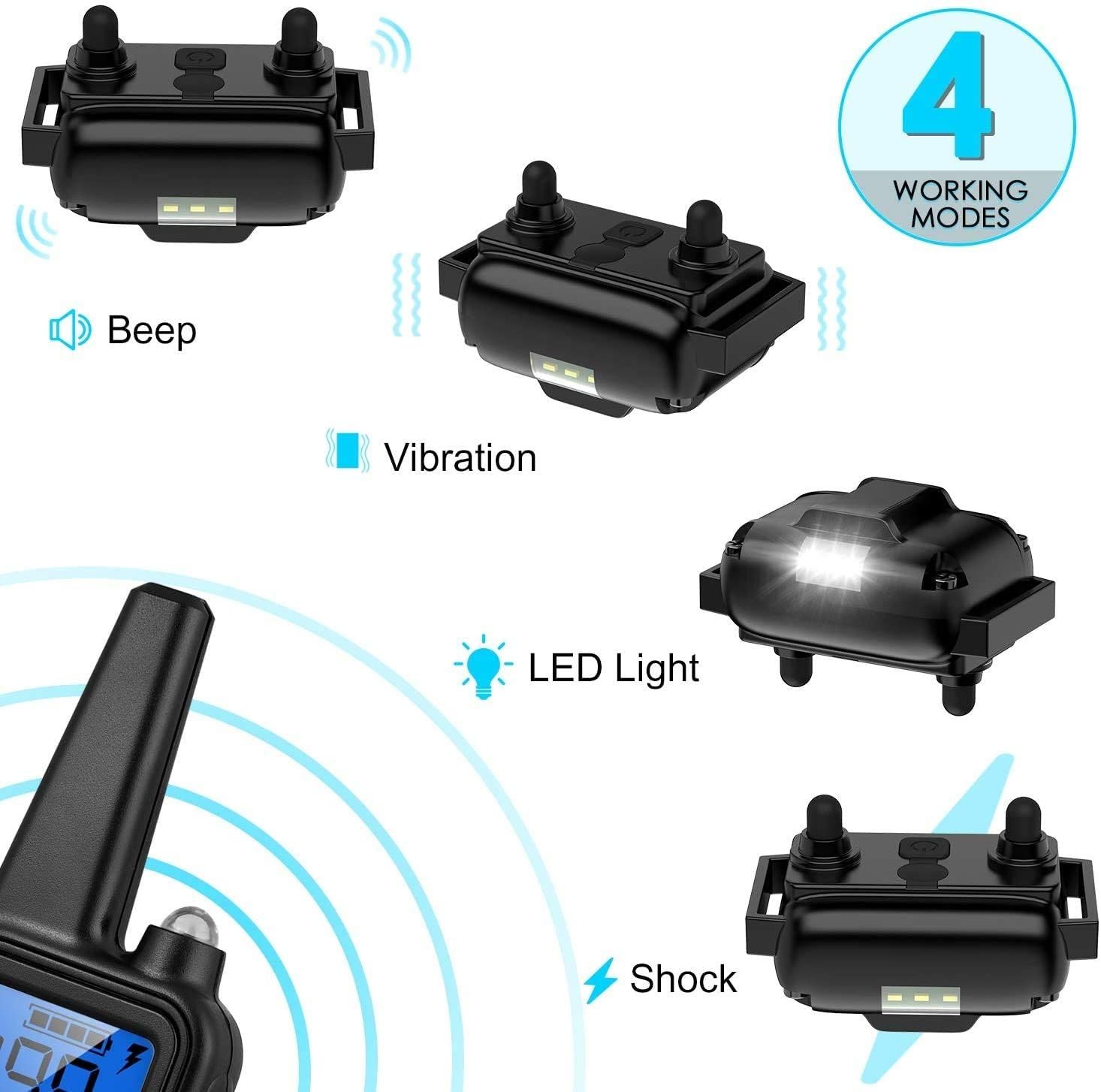 800m Elektrische hondentrainingshalsband Afstandsbediening voor huisdieren Waterdicht Oplaadbaar LCD-scherm Schok Trilling Geluid