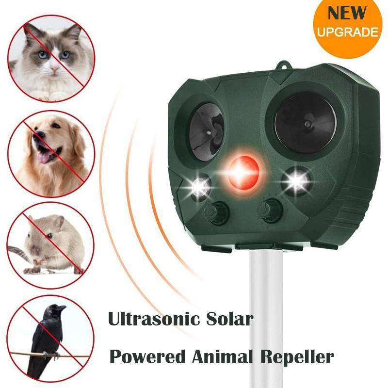 Milieuvriendelijke ultrasone dierenverjager op zonne-energie voor herten, katten en honden - buiten ongediertebestrijding - veilig tuinieren