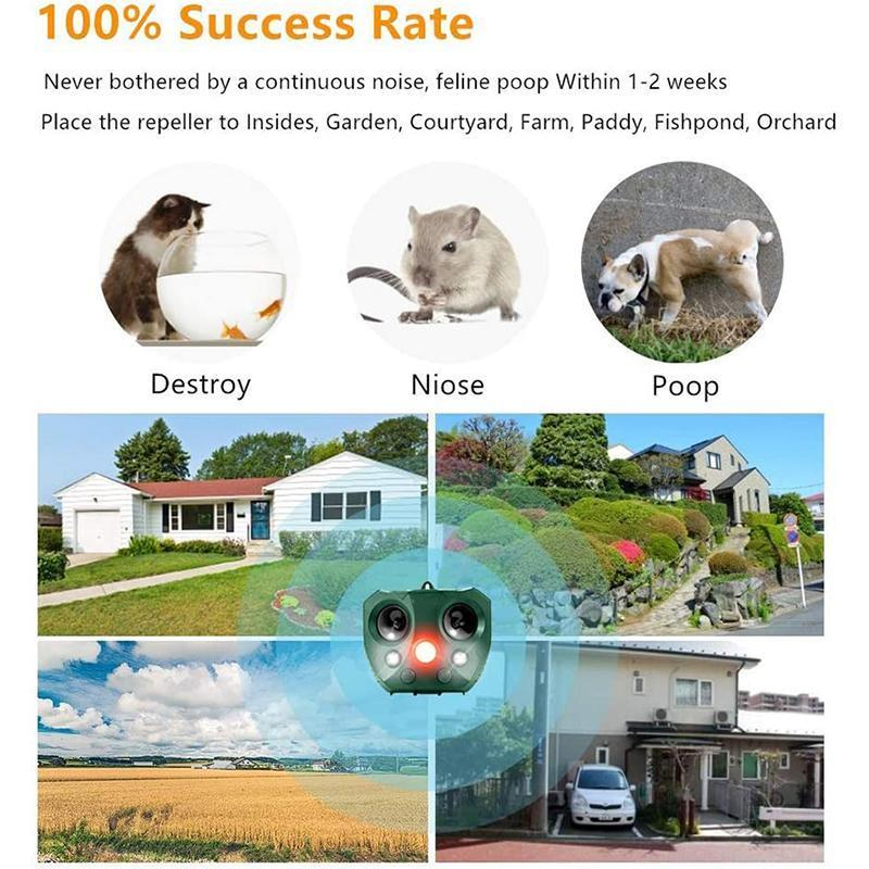 Milieuvriendelijke ultrasone dierenverjager op zonne-energie voor herten, katten en honden - buiten ongediertebestrijding - veilig tuinieren