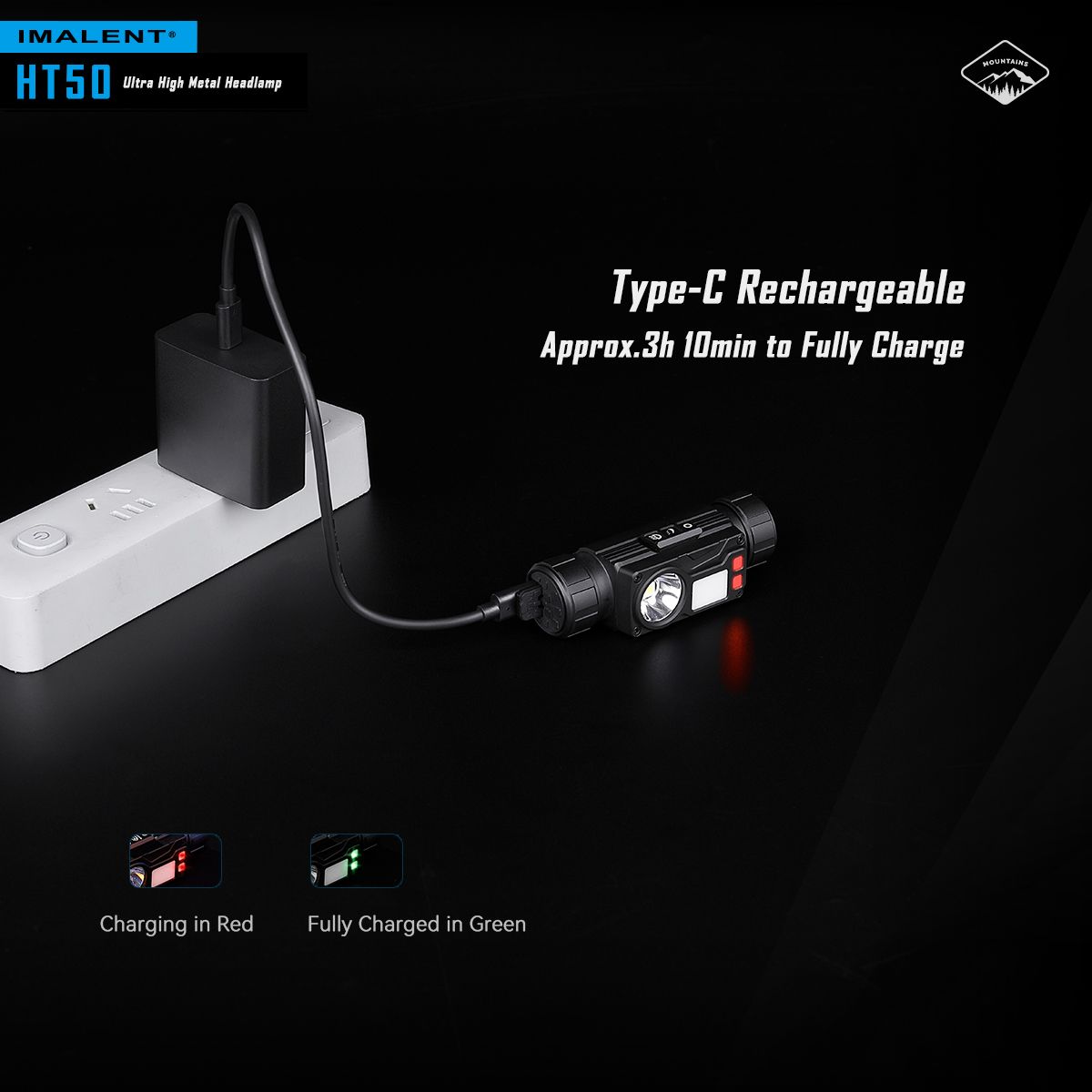 IMALENT HT50 LED Avontuurlijke Hoofdlamp Dubbele Lichtbronnen Oplaadbaar Lichtgewicht Ontwerp Hoge Lumen Output