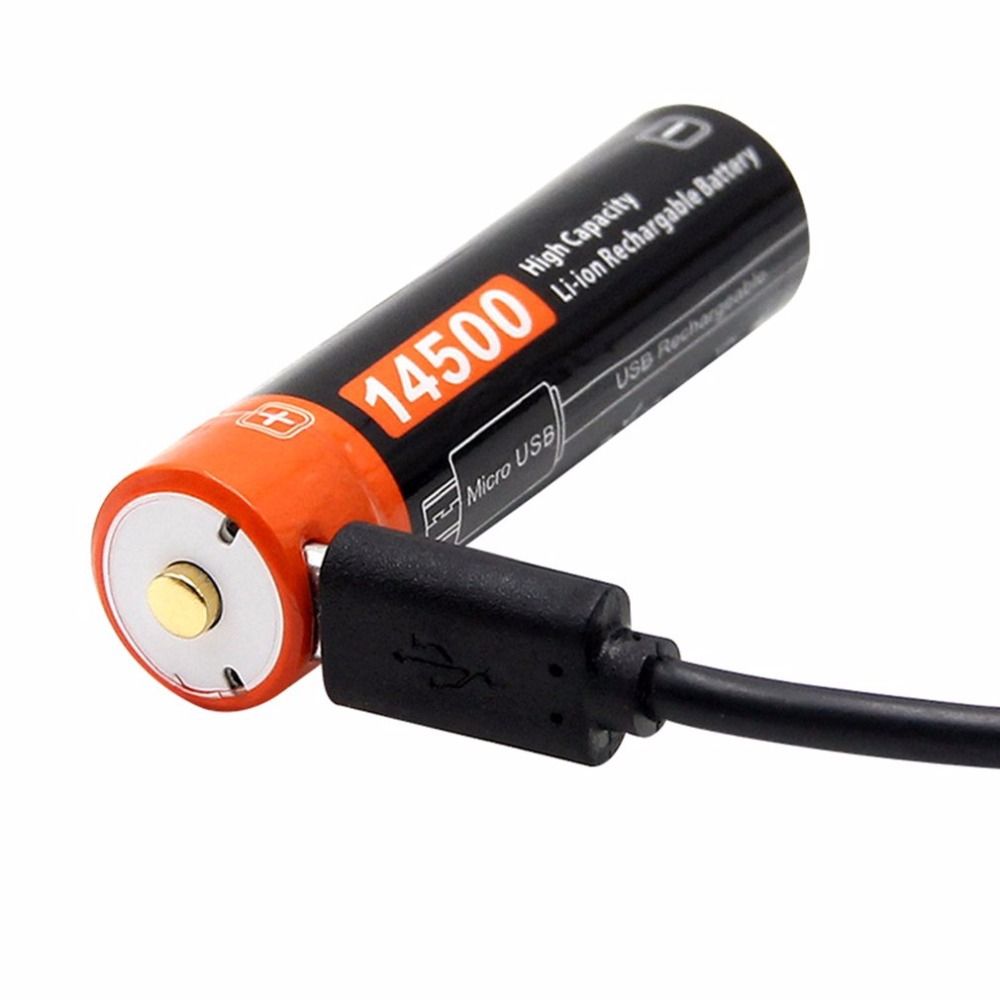 Doublepow 14500 750mAh oplaadbare batterij 3.7V Li-ion met Micro USB voor apparaten met hoog stroomverbruik en kamperen