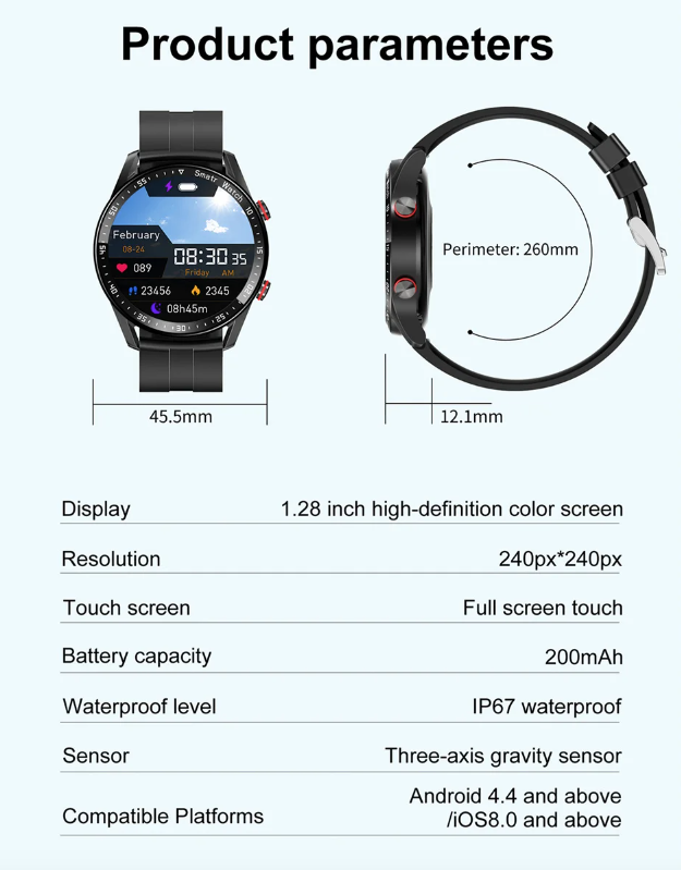 HW20 ECG+PPG Bluetooth Bellen Smartwatch