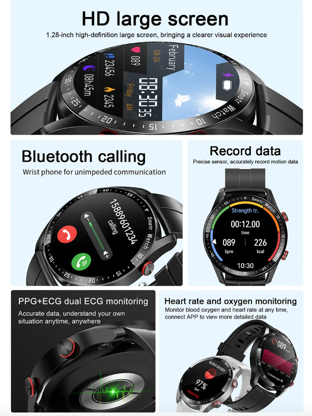 HW20 ECG+PPG Bluetooth Bellen Smartwatch