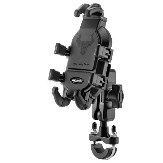 ROCKBROS Telefoonhouder Aluminium Draaibare en Verstelbare Motorfietstelefoonhouder met Siliconen Schokabsorptie