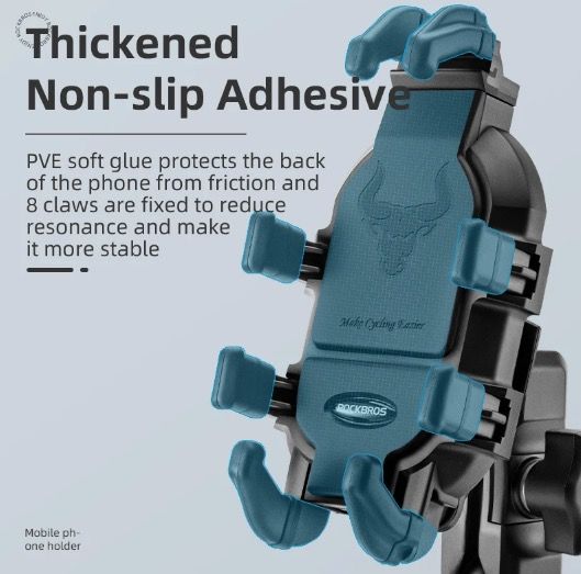 ROCKBROS Telefoonhouder Aluminium Draaibare en Verstelbare Motorfietstelefoonhouder met Siliconen Schokabsorptie