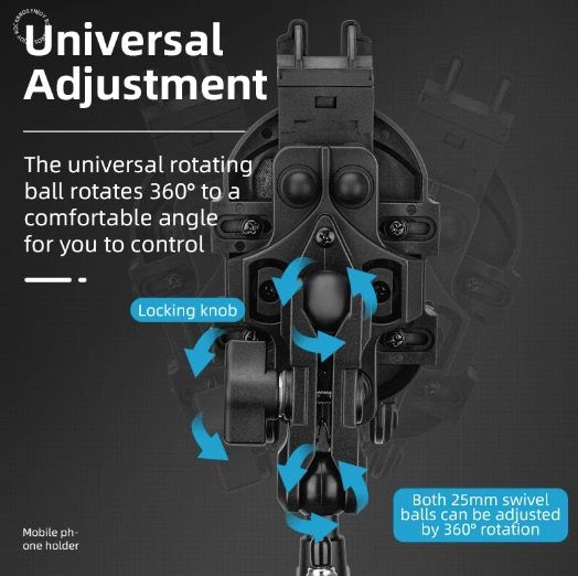 ROCKBROS Telefoonhouder Aluminium Draaibare en Verstelbare Motorfietstelefoonhouder met Siliconen Schokabsorptie