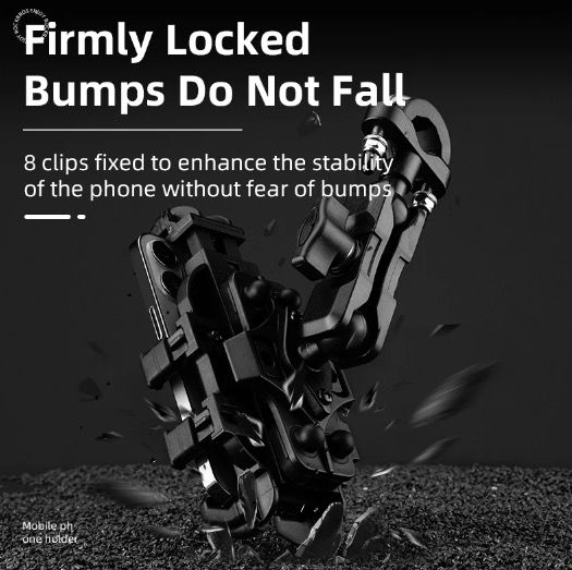 ROCKBROS Telefoonhouder Aluminium Draaibare en Verstelbare Motorfietstelefoonhouder met Siliconen Schokabsorptie