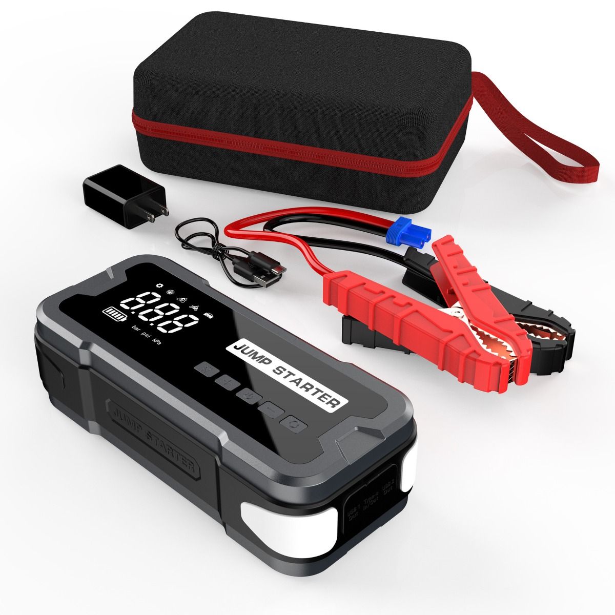 Draagbare startaccu powerbank met 2000A piekstroom, compact ontwerp voor autobatterijproblemen