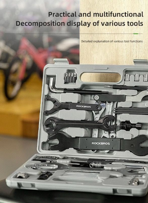 ROCKBROS Professionele Fietsset Duurzaam Koolstofstaal Fietsreparatieset met Compacte Opslag