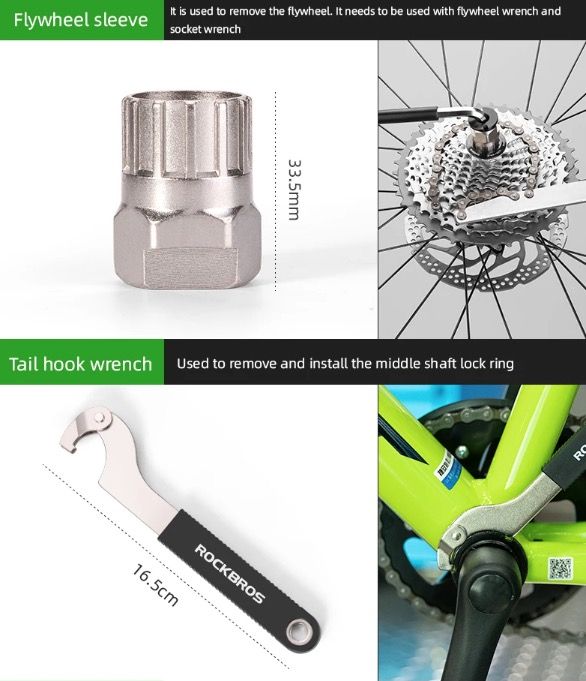 ROCKBROS Professionele Fietsset Duurzaam Koolstofstaal Fietsreparatieset met Compacte Opslag