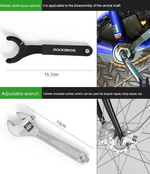 ROCKBROS Professionele Fietsset Duurzaam Koolstofstaal Fietsreparatieset met Compacte Opslag