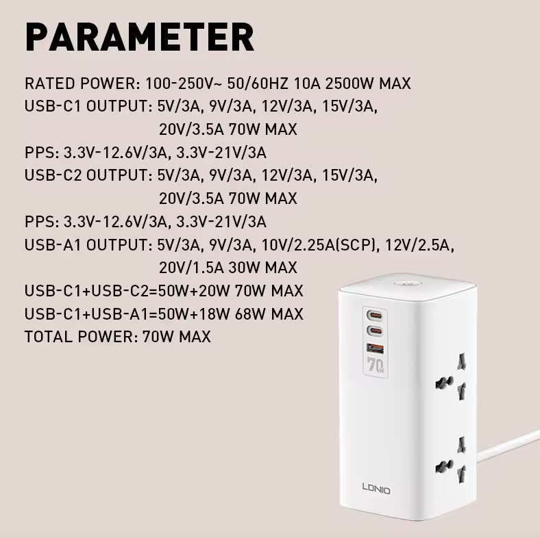 LDNIO Toren Multi Tap Kubus Stroomstrip Uitgangen 70W Oplaadstations 4 Uitgang Lijnfilter UK US EU Type Stekker Naar Universele Adapter