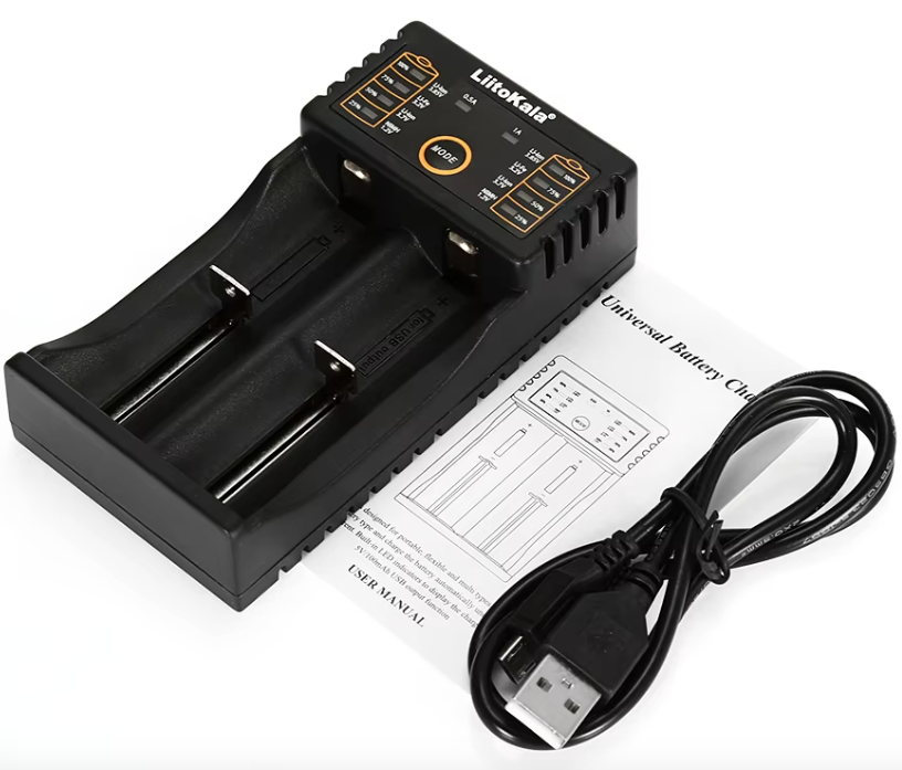 Liitokala Lii-202 Slimme Lader voor 18650 26650 21700 NiMH Lithium Batterijen Dubbele Kanalen USB Uitgang