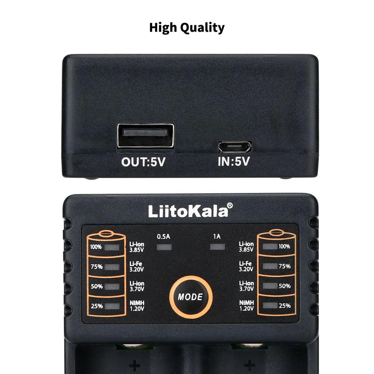 Liitokala Lii-202 Slimme Lader voor 18650 26650 21700 NiMH Lithium Batterijen Dubbele Kanalen USB Uitgang