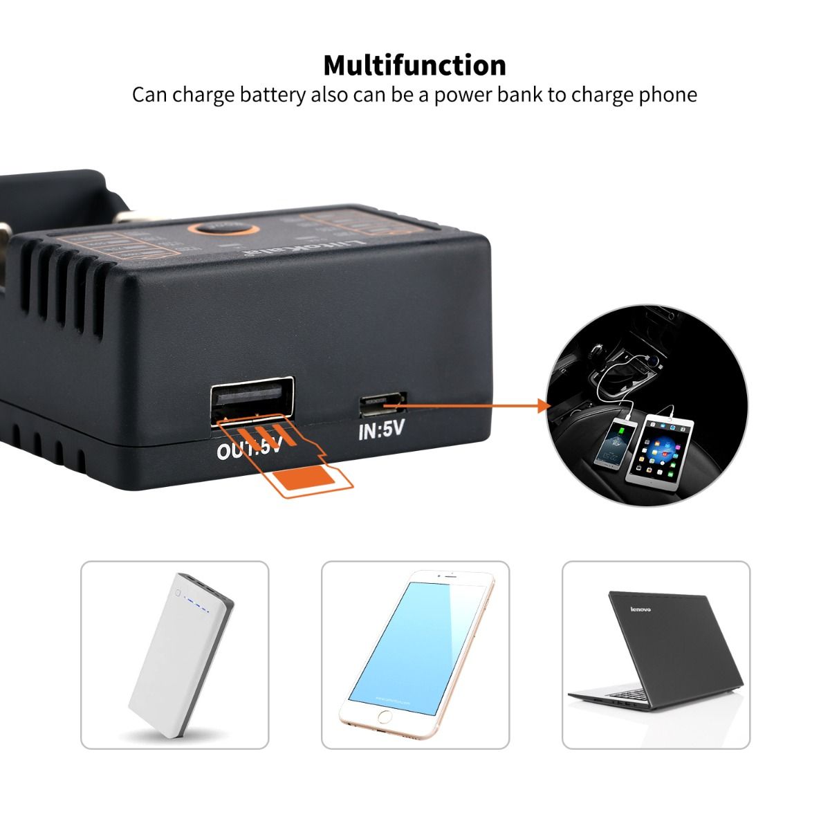 Liitokala Lii-202 Slimme Lader voor 18650 26650 21700 NiMH Lithium Batterijen Dubbele Kanalen USB Uitgang