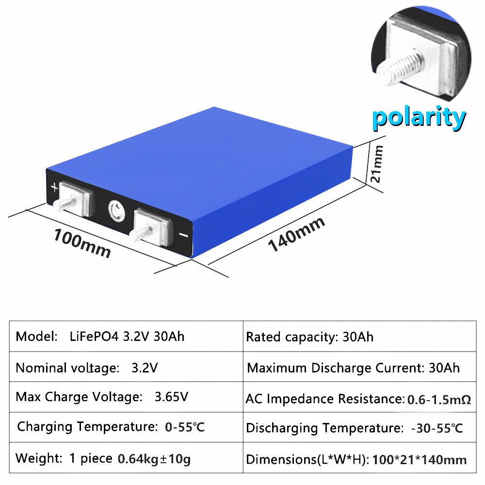 LiitoKala 3.2V 30Ah Lifepo4 accupakket 4S 12.8V hoge dichtheid voor elektrische voertuigen, zonne-energie, lange cycluslevensduur