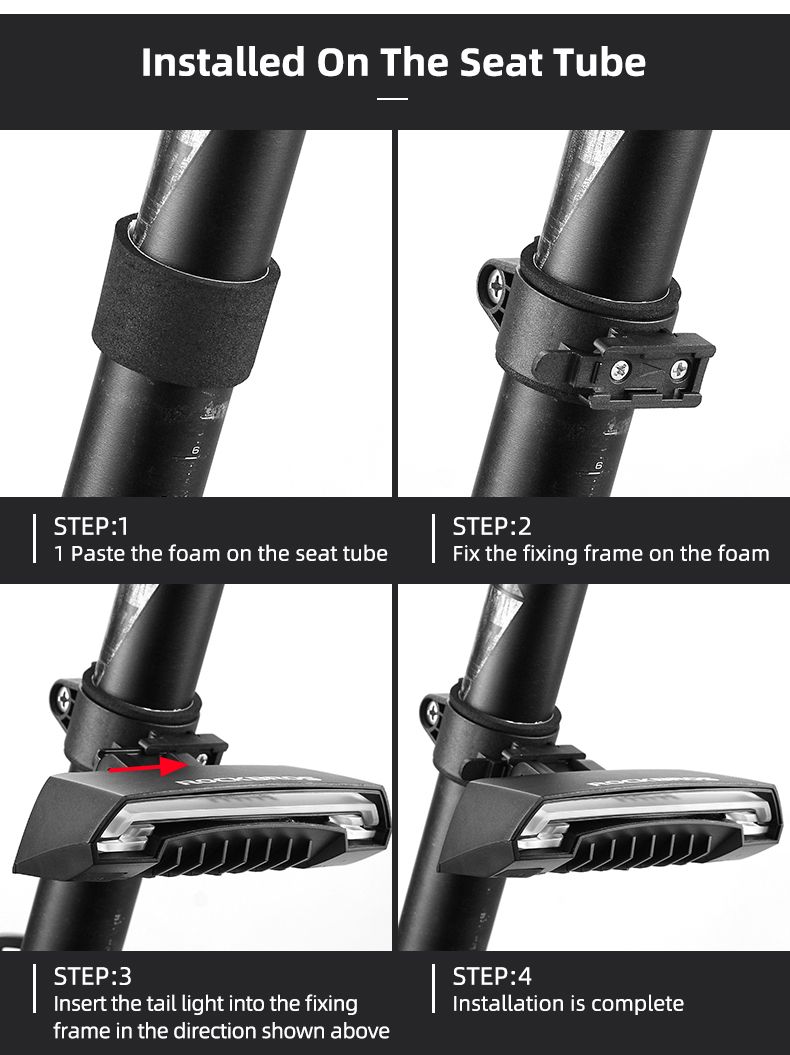 ROCKBROS LKWD-R1 Fietslamp Slim USB LED met Draadloze Afstandsbediening Richtingaanwijzer Laserprojector voor Fietsveiligheid