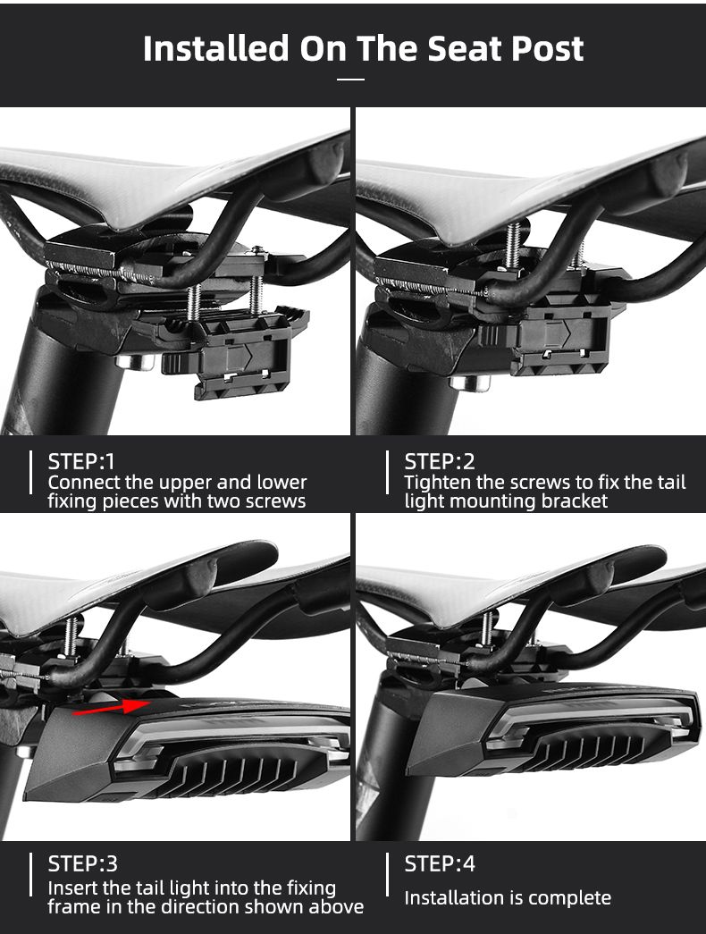 ROCKBROS LKWD-R1 Fietslamp Slim USB LED met Draadloze Afstandsbediening Richtingaanwijzer Laserprojector voor Fietsveiligheid