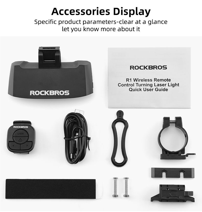 ROCKBROS LKWD-R1 Fietslamp Slim USB LED met Draadloze Afstandsbediening Richtingaanwijzer Laserprojector voor Fietsveiligheid