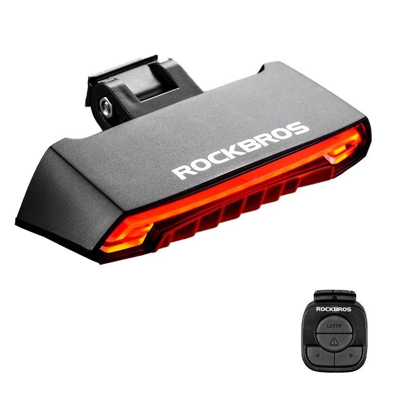 ROCKBROS LKWD-R1 Fietslamp Slim USB LED met Draadloze Afstandsbediening Richtingaanwijzer Laserprojector voor Fietsveiligheid