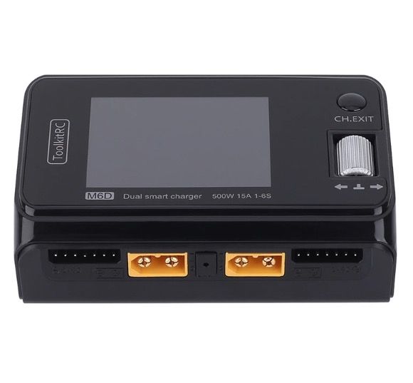 ToolkitRC M6D 500W 15A DC Dual Channel MINI Smart Charger Discharger voor RC elektrische vlucht en racen