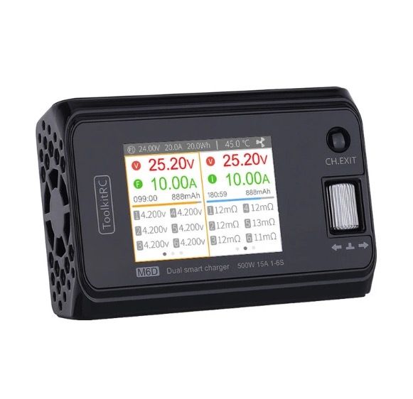 ToolkitRC M6D 500W 15A DC Dual Channel MINI Smart Charger Discharger voor RC elektrische vlucht en racen