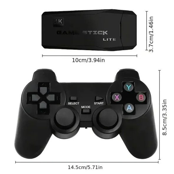 M8 Videogameconsole met dubbele 2.4G draadloze controllers, 10.000 retro gamesbibliotheek, PS1, Atari, 64G model