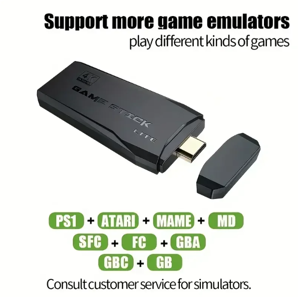 M8 Videogameconsole met dubbele 2.4G draadloze controllers, 10.000 retro gamesbibliotheek, PS1, Atari, 64G model