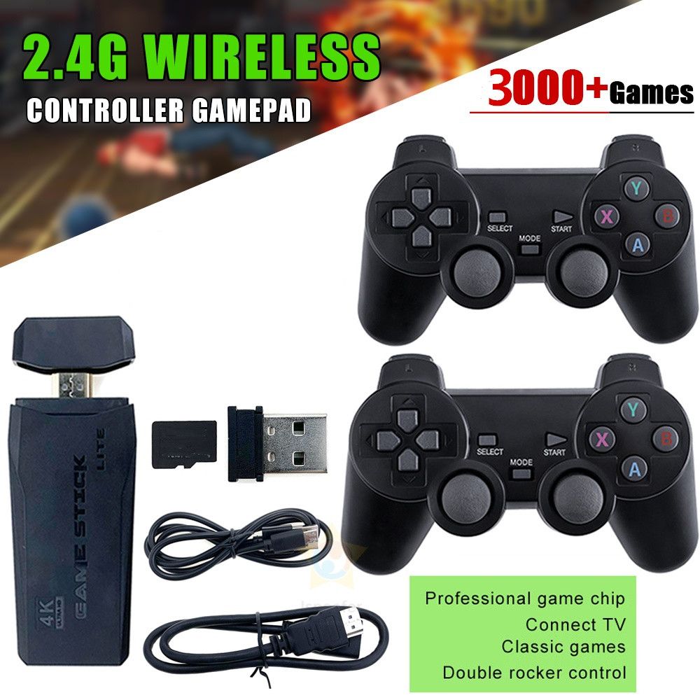 Retro Spelconsole 2.4G Dubbele Draadloze Controller 10.000 Spellen 64GB PS1 GBA Klassiekers 4K Kerstcadeau