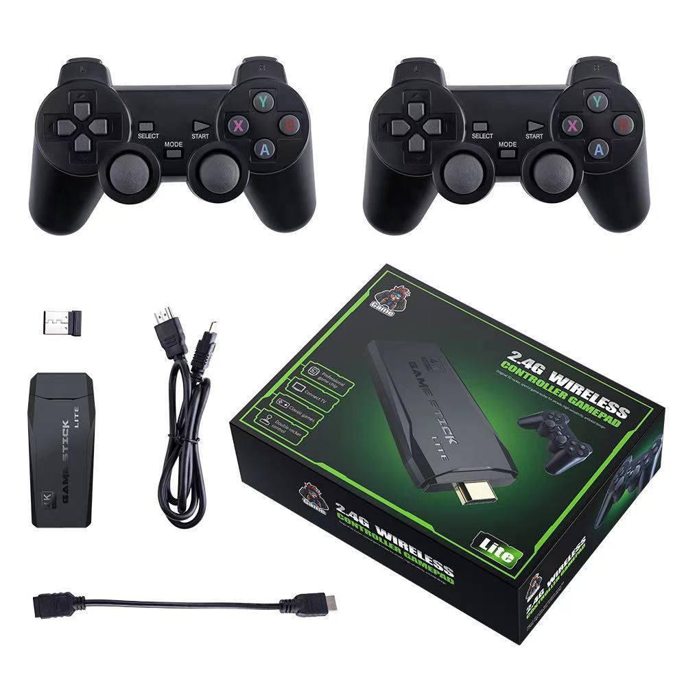 Retro Spelconsole 2.4G Dubbele Draadloze Controller 10.000 Spellen 64GB PS1 GBA Klassiekers 4K Kerstcadeau
