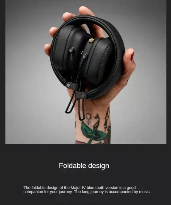 Marshall Major IV Bluetooth-hoofdtelefoon Klassieke esthetiek Signature Sound Diepe bas Draadloos opladen