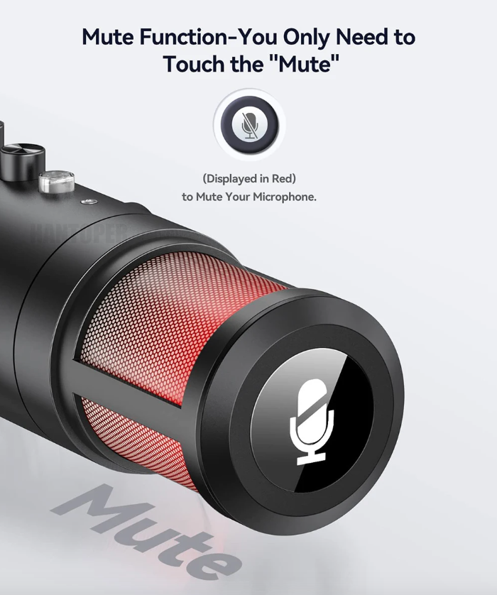 MU900PRO RGB USB-microfoon voor streaming met dynamische RGB-verlichting en cardioïde opnamepatroon voor hoge geluidskwaliteit