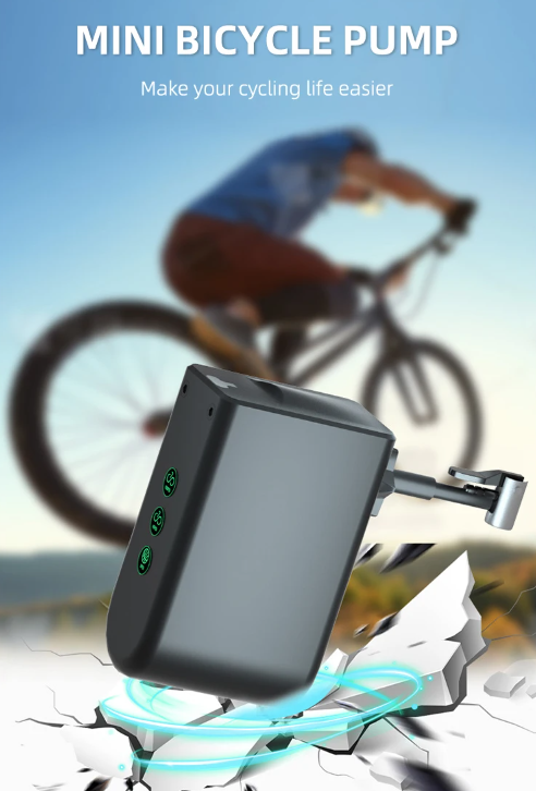 Mini fietspomp draagbare elektrische luchtpomp met oplaadbare batterij hoge precisie druksensor fietsers ideaal