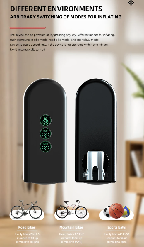 Mini fietspomp draagbare elektrische luchtpomp met oplaadbare batterij hoge precisie druksensor fietsers ideaal