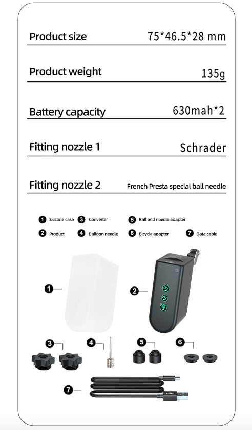 Mini fietspomp draagbare elektrische luchtpomp met oplaadbare batterij hoge precisie druksensor fietsers ideaal