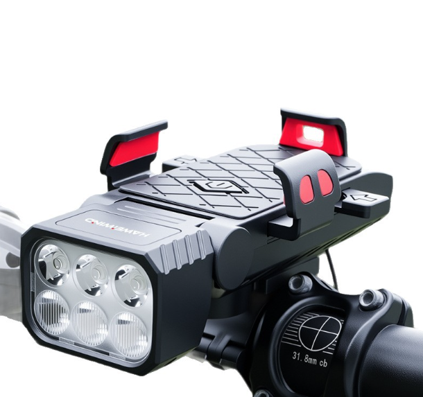 Fietskoplamp met Claxon & Telefoonhouder - Multifunctionele Telefoonhouderlamp - Fietsaccessoires