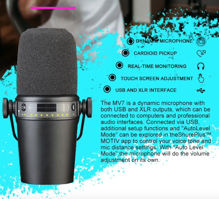MV7 Professionele Dynamische Microfoon voor Podcasten Hoogwaardige Geluid en Veelzijdige Connectiviteit