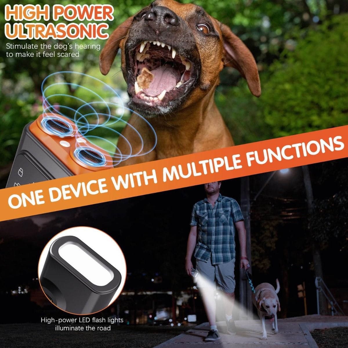 Bark Guard Anti-blafapparaat voor honden, blafdeterrent apparaten kunnen slecht gedrag stoppen met HD-scherm en LED-zaklamp