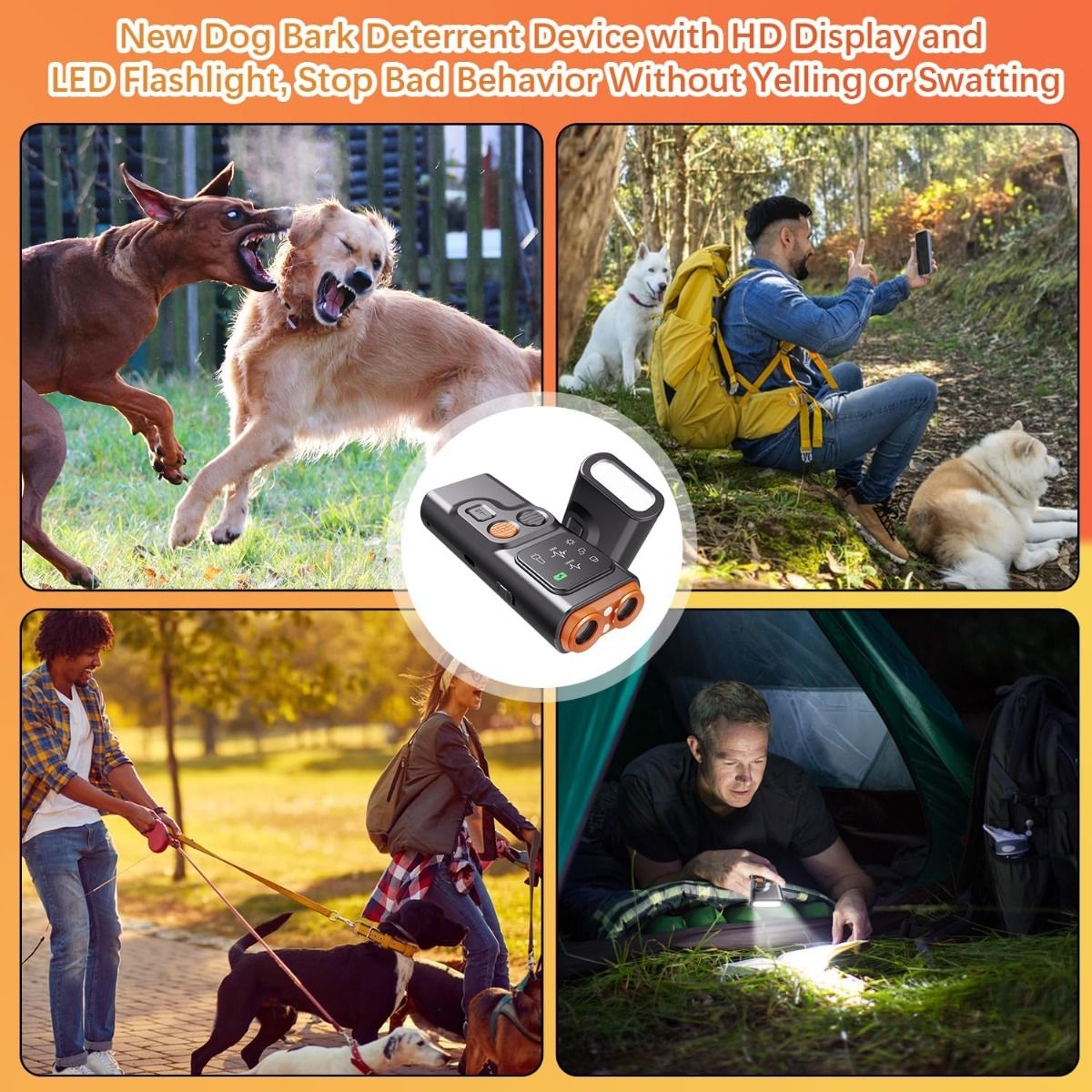 Bark Guard Anti-blafapparaat voor honden, blafdeterrent apparaten kunnen slecht gedrag stoppen met HD-scherm en LED-zaklamp