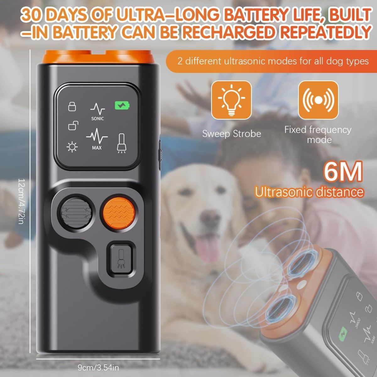 Bark Guard Anti-blafapparaat voor honden, blafdeterrent apparaten kunnen slecht gedrag stoppen met HD-scherm en LED-zaklamp