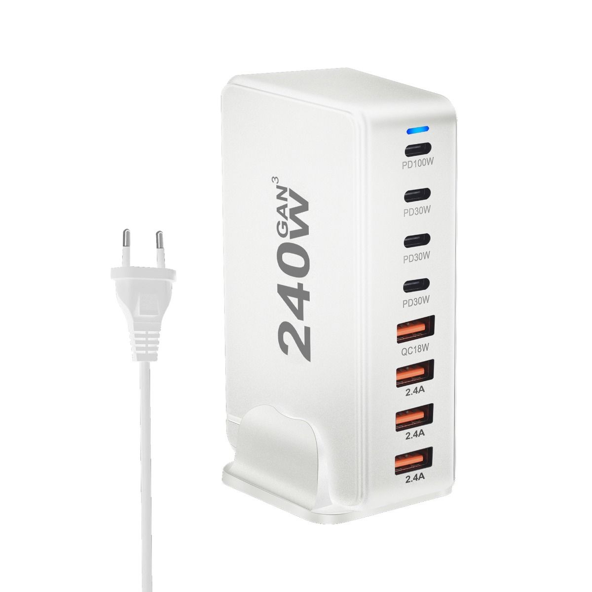 240W Desktop GaN-lader 8-poorts USB Type C PD Snel opladen Mobiele lader Slimme technologie Multi-apparaat hub