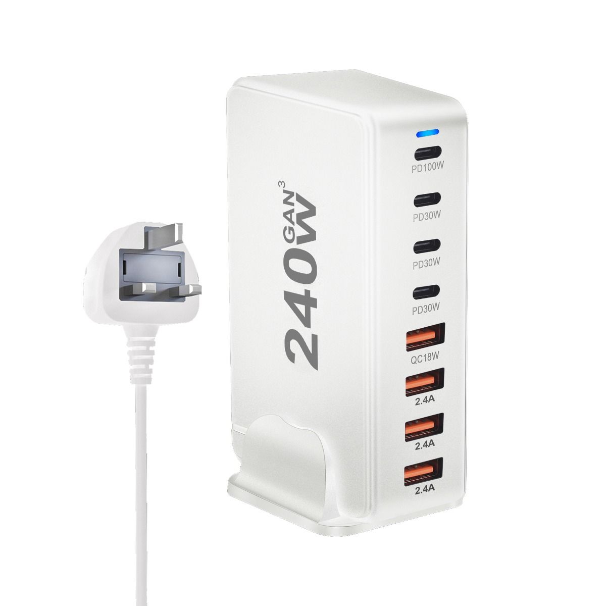 240W Desktop GaN-lader 8-poorts USB Type C PD Snel opladen Mobiele lader Slimme technologie Multi-apparaat hub