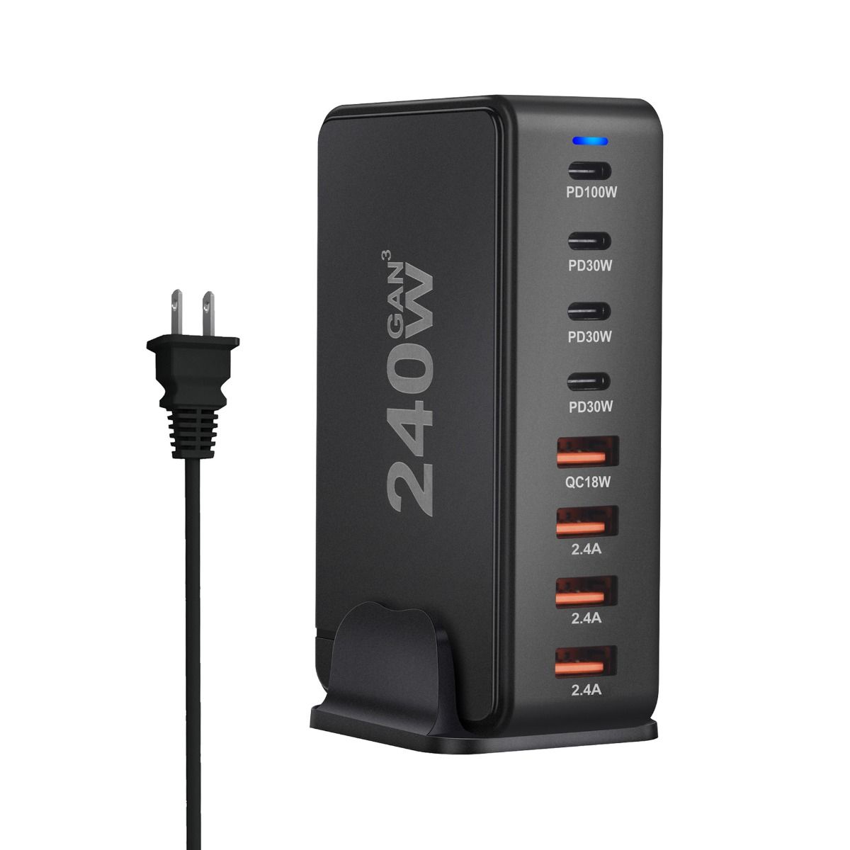 240W Desktop GaN-lader 8-poorts USB Type C PD Snel opladen Mobiele lader Slimme technologie Multi-apparaat hub