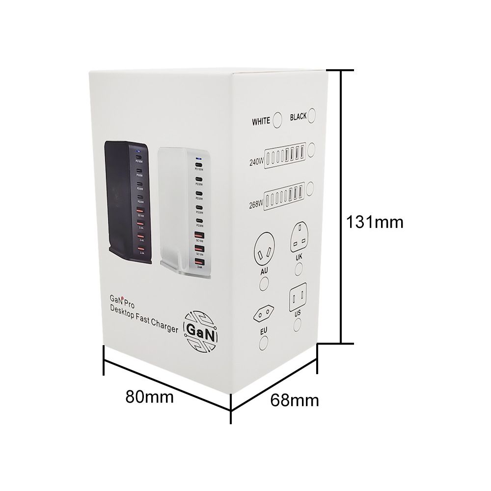 240W Desktop GaN-lader 8-poorts USB Type C PD Snel opladen Mobiele lader Slimme technologie Multi-apparaat hub