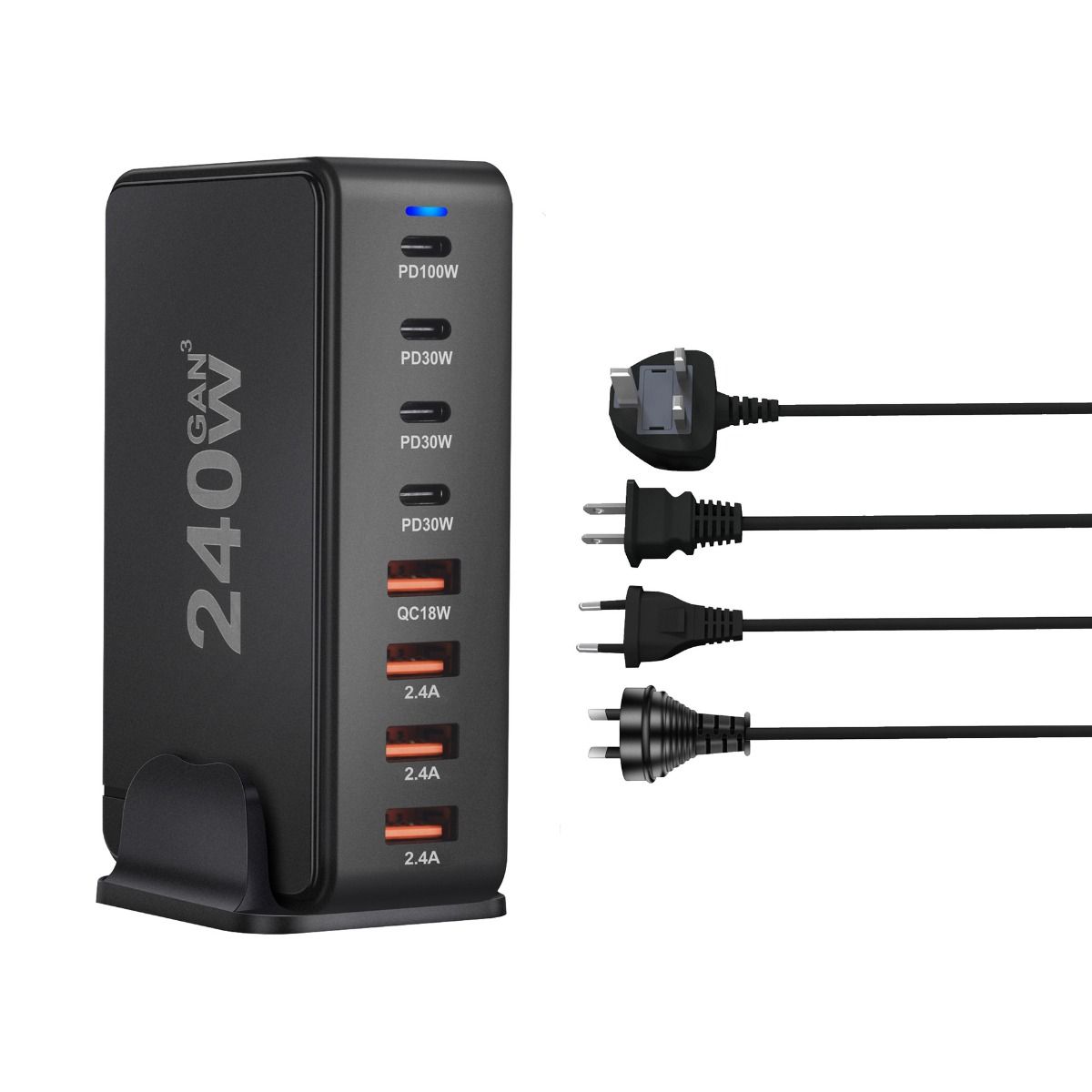 240W Desktop GaN-lader 8-poorts USB Type C PD Snel opladen Mobiele lader Slimme technologie Multi-apparaat hub