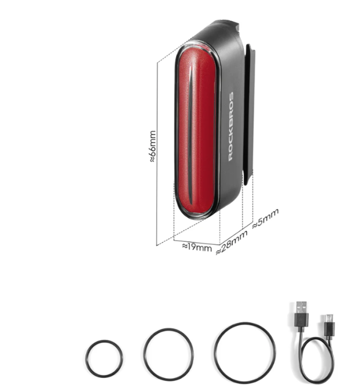 ROCKBROS Magnetisch Fiets Achterlicht IPX6 Waterdicht 7 Modi Slimme Sensor Nachtveiligheidswaarschuwingslicht Fietsaccessoires