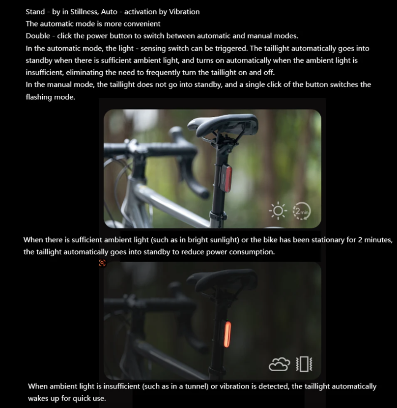 ROCKBROS Magnetisch Fiets Achterlicht IPX6 Waterdicht 7 Modi Slimme Sensor Nachtveiligheidswaarschuwingslicht Fietsaccessoires