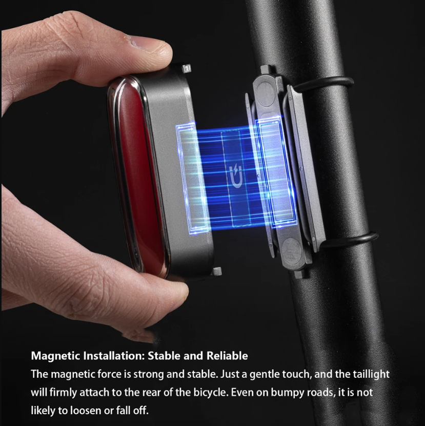 ROCKBROS Magnetisch Fiets Achterlicht IPX6 Waterdicht 7 Modi Slimme Sensor Nachtveiligheidswaarschuwingslicht Fietsaccessoires
