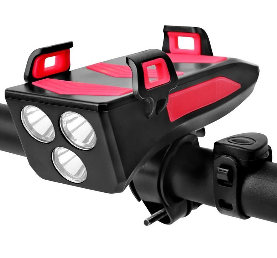 Verbeter uw fietservaring met de multifunctionele 4-in-1 fietslamp van 800 lumen, met zaklamp, fietsbel, telefoonhouder en powerbank.